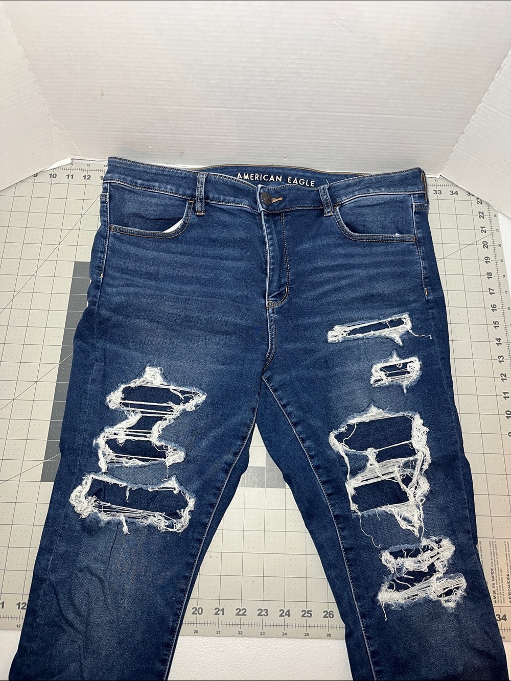 American Eagle Navy Blue Ripped Skinny Jeans